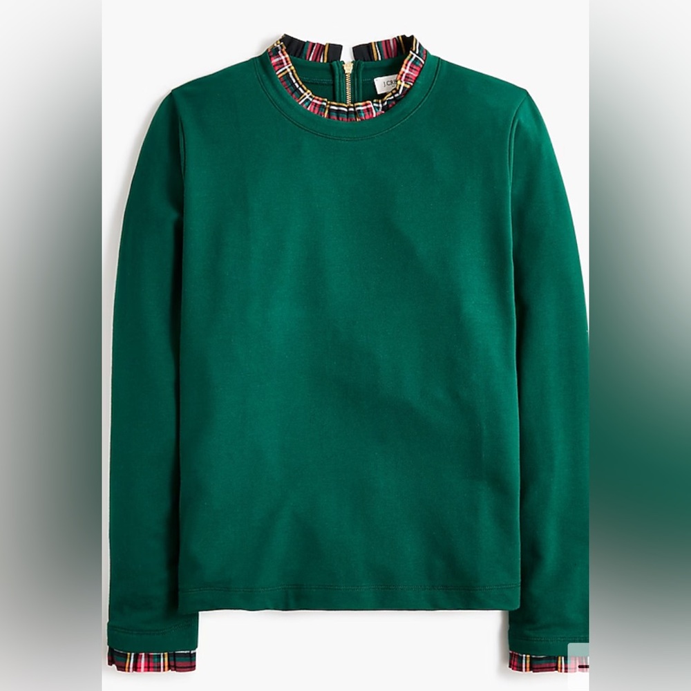 J. Crew Tartan ruffle-collar pullover